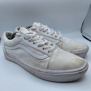 Vans Old Skool Mens Size 12 Triple White Sneaker Shoes Casual Walking Outdoors